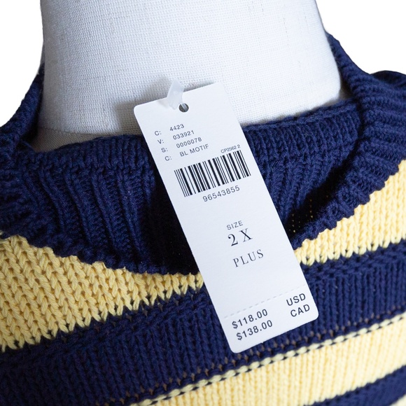 ANTHROPOLOGIE Pilcro Striped Short Sleeve Mock-Neck Sweater - Size 2X (NWT) - Picture 7 of 7